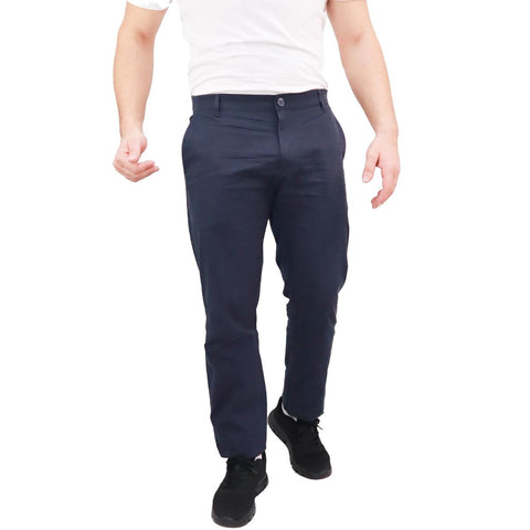 Cotton/Elastane Twill Low Rise Tapered Elastic Waist Khakis