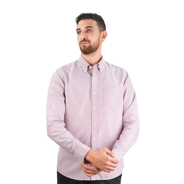 Cotton Oxford Flannel Long Sleeve Regular Wrinkle Free Shirt (Premium)