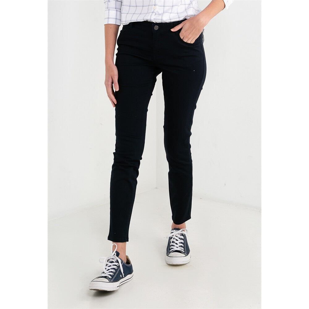 Women Cotton/Spandex Rise Slim Tapered Pocket Pants (180 Elastic Waist Band)