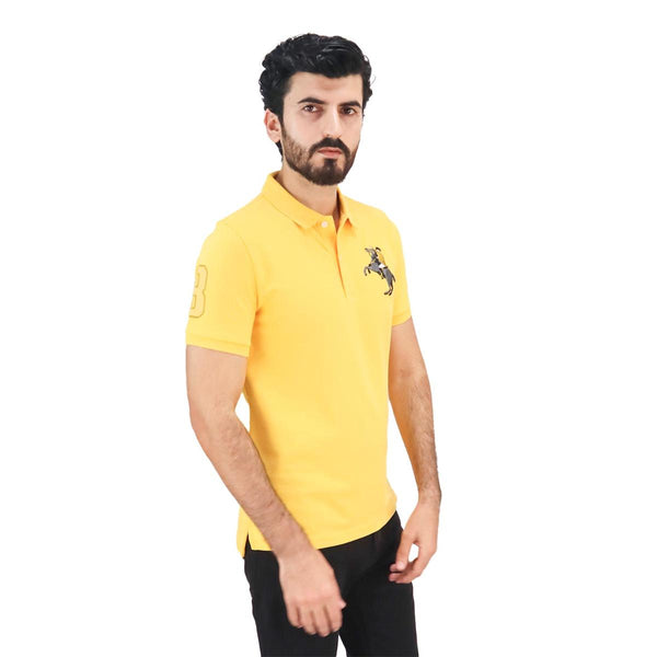 Cotton/Lycra Pique Knitted Collar Short Sleeve Slim Embroidery Bold Polo