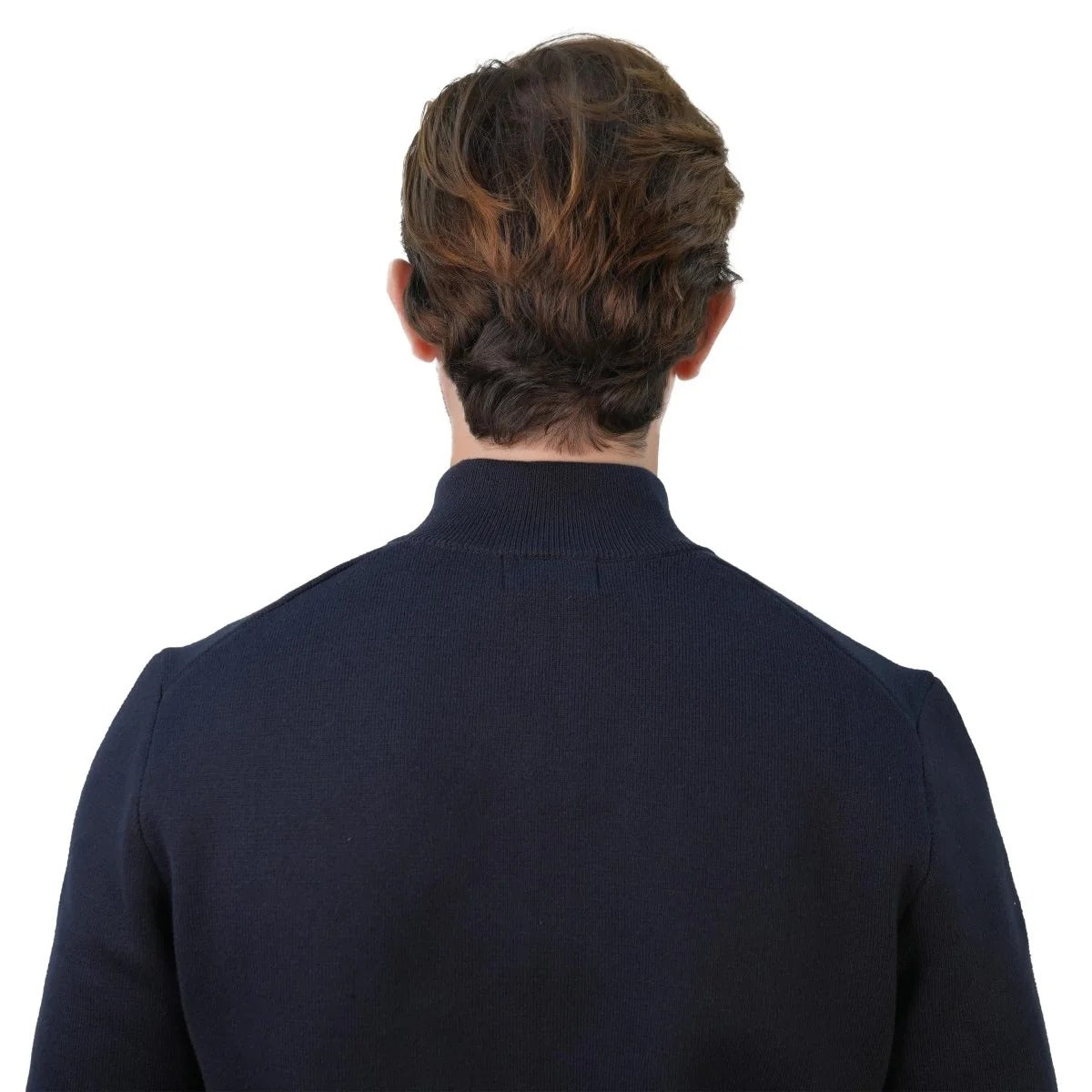 Men's Texture Stitch Mock Neck Long Sleeve Full Zipper Cardigan