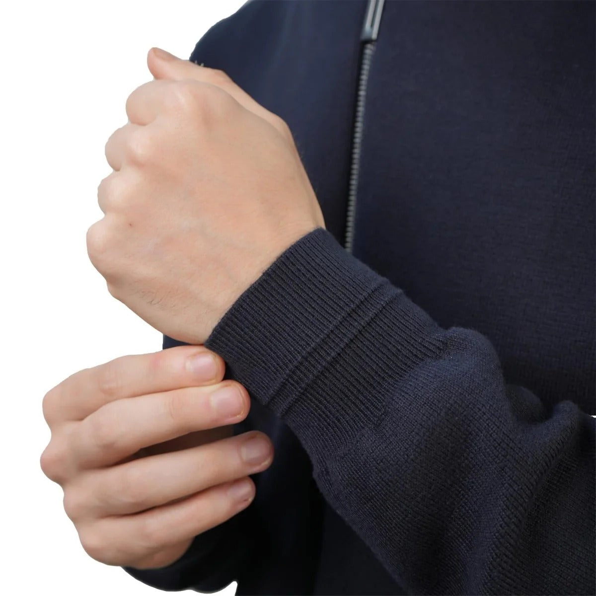 Men's Texture Stitch Mock Neck Long Sleeve Full Zipper Cardigan