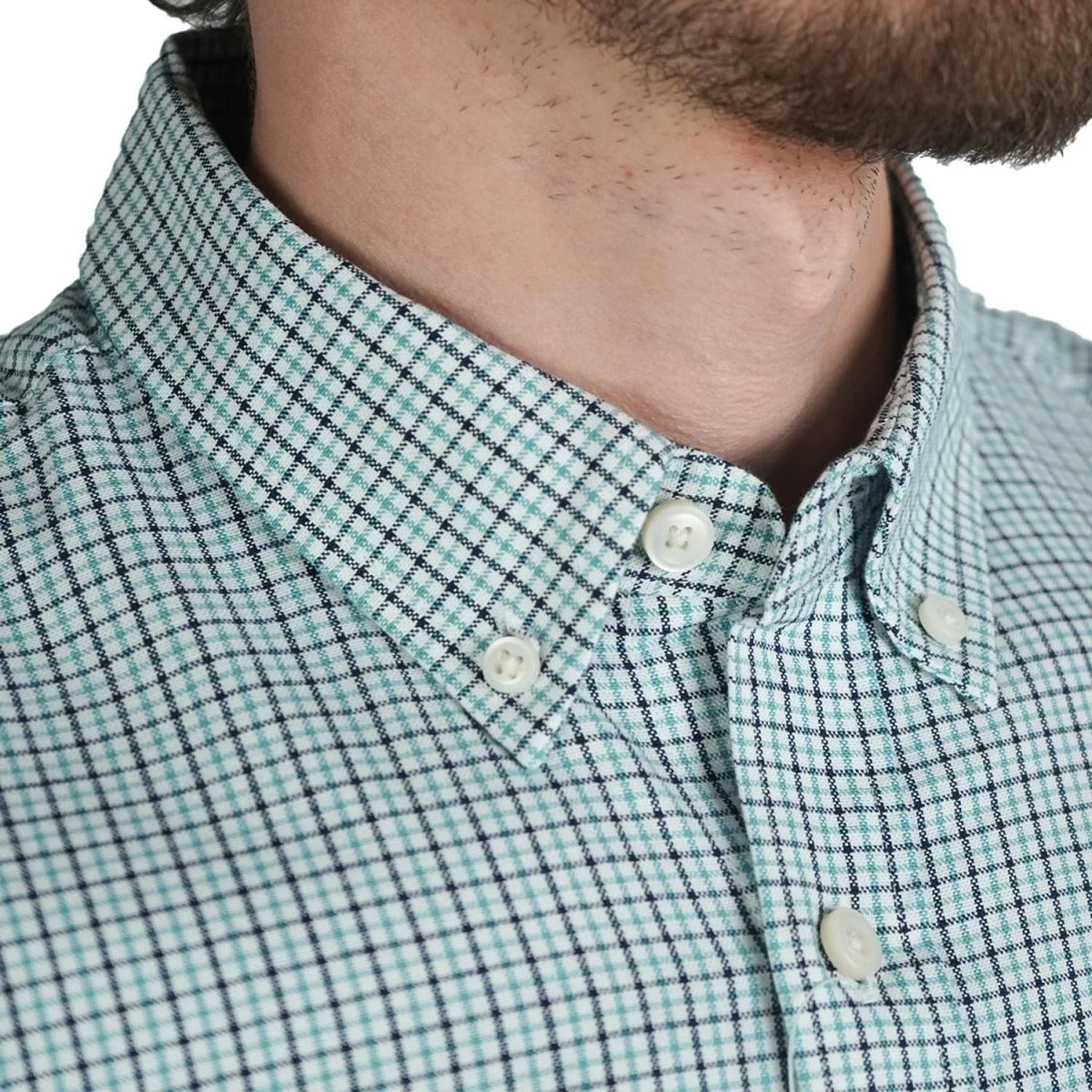 Cotton Oxford Long Sleeve Slim Embroidery Garment Wash Shirt