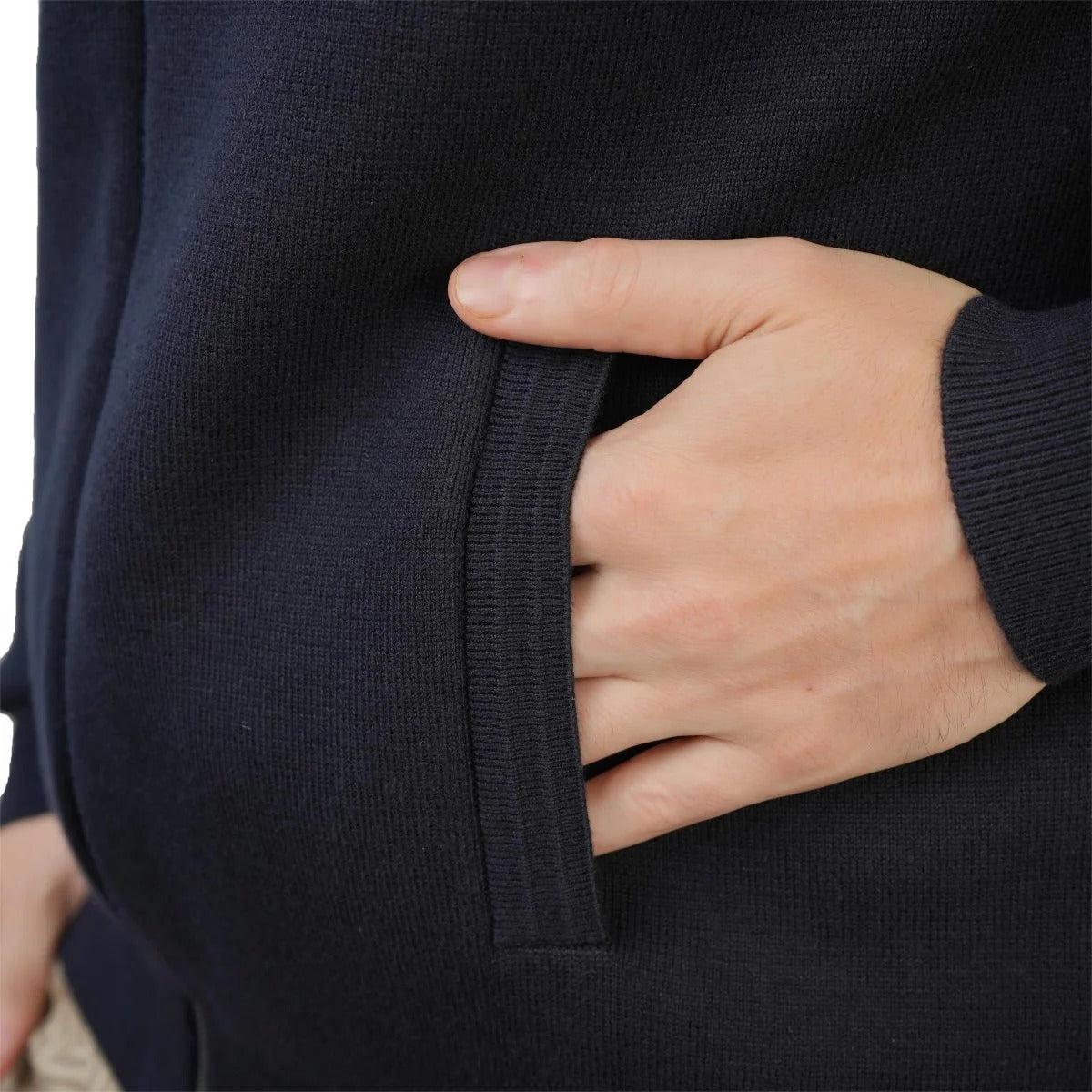 Men's Texture Stitch Mock Neck Long Sleeve Full Zipper Cardigan