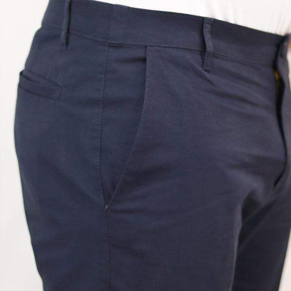 Cotton/Elastane Twill Low Rise Tapered Elastic Waist Khakis