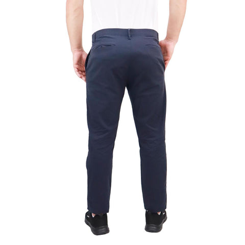 Cotton/Elastane Twill Low Rise Tapered Elastic Waist Khakis