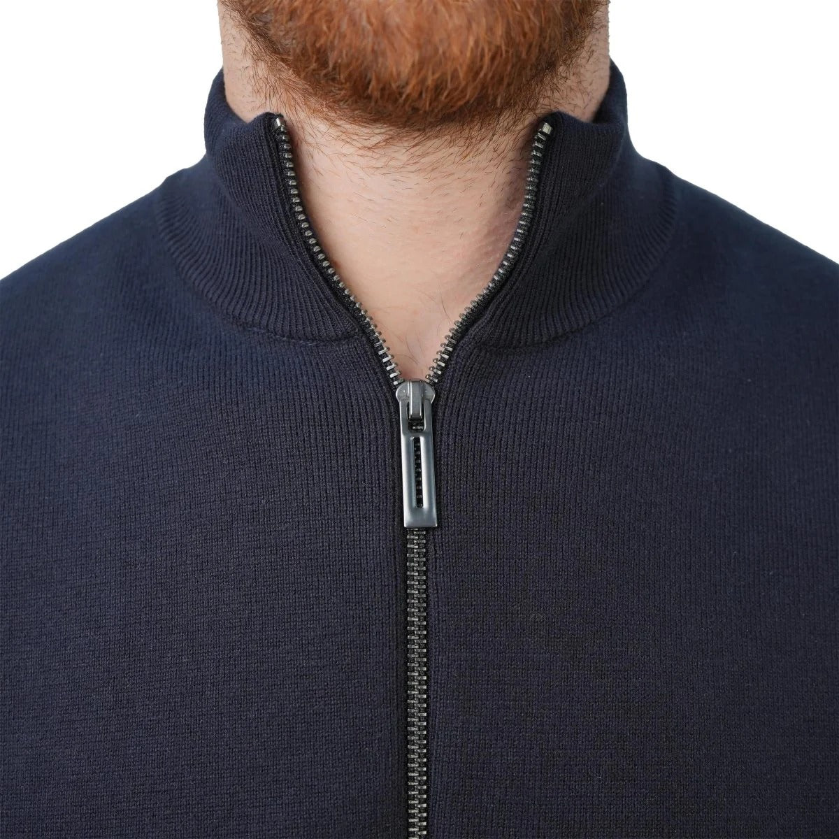 Men's Texture Stitch Mock Neck Long Sleeve Full Zipper Cardigan