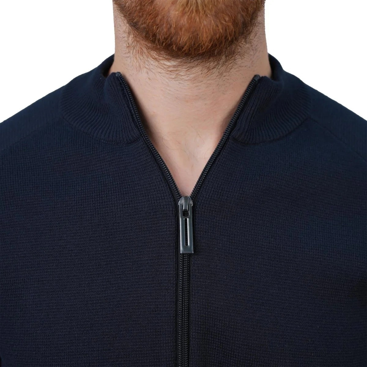 Cotton/Acrylic Stretch Mock Neck Raglan Sleeve Regular Zipper