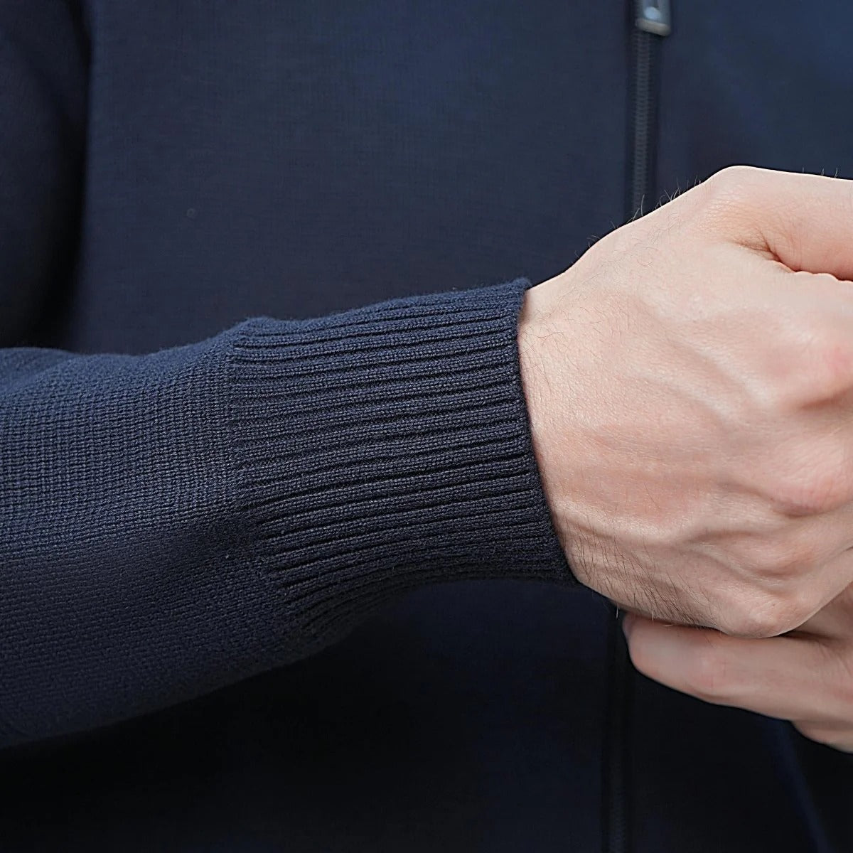 Cotton/Acrylic Stretch Mock Neck Raglan Sleeve Regular Zipper