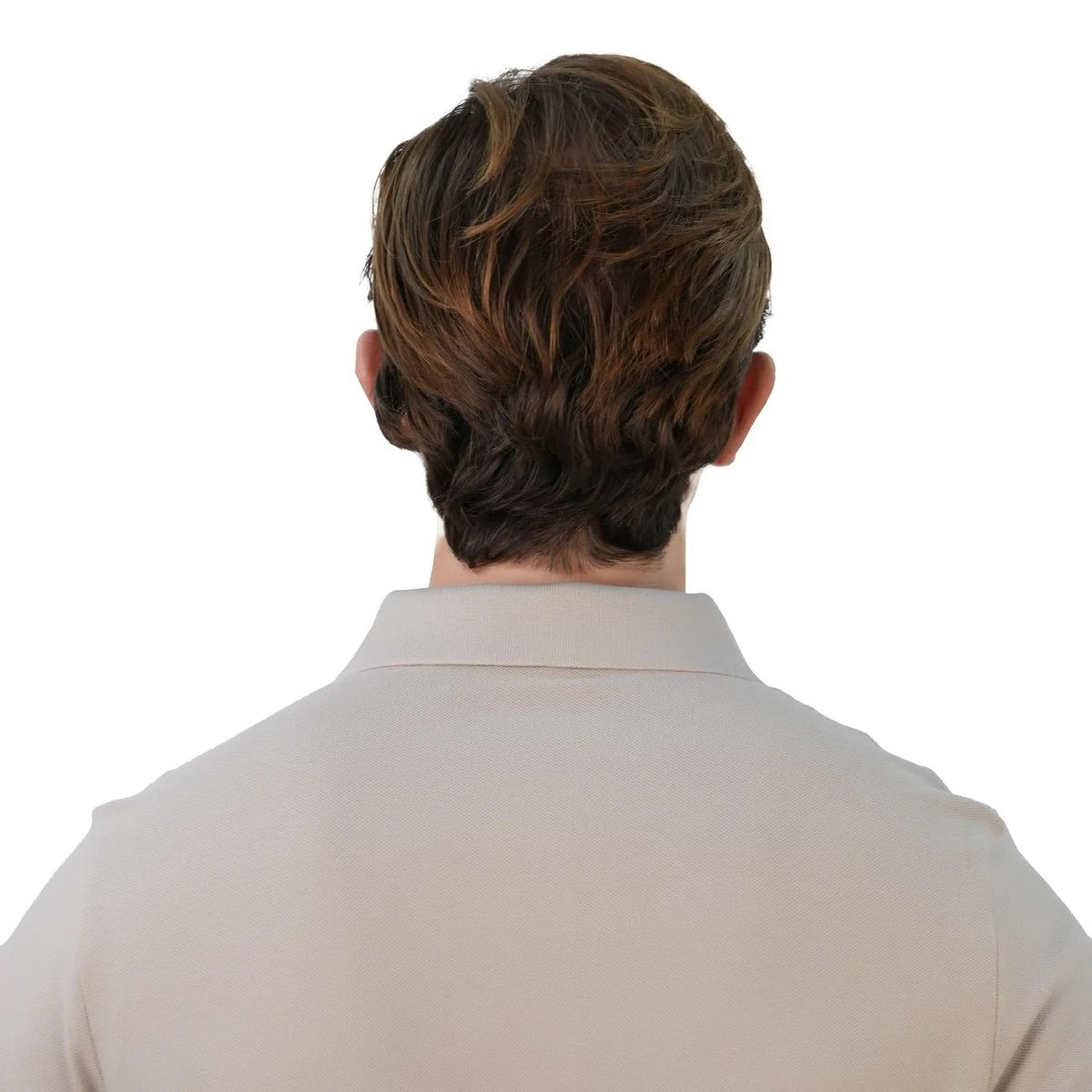 قميص بولو قطني بيكيه بياقة محبوكة مسطحة وأكمام قصيرة وقصة ضيقة مطرزة بلون سادة