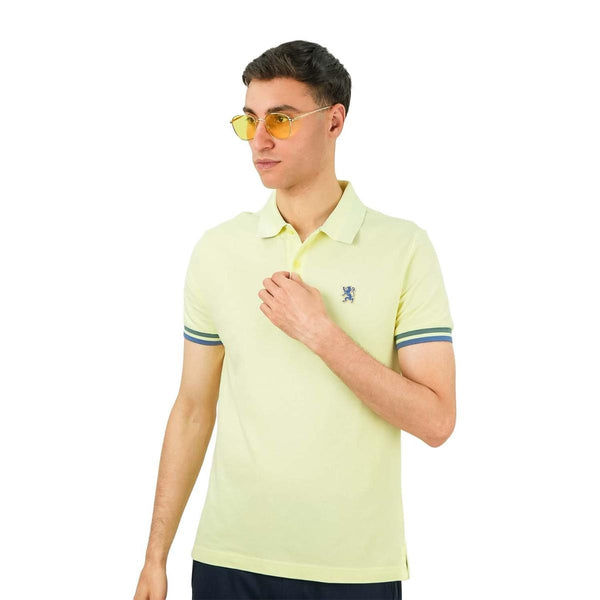 Cotton Pique Flat Knitted Collar Short Sleeve Slim Embroidery Solid Polo