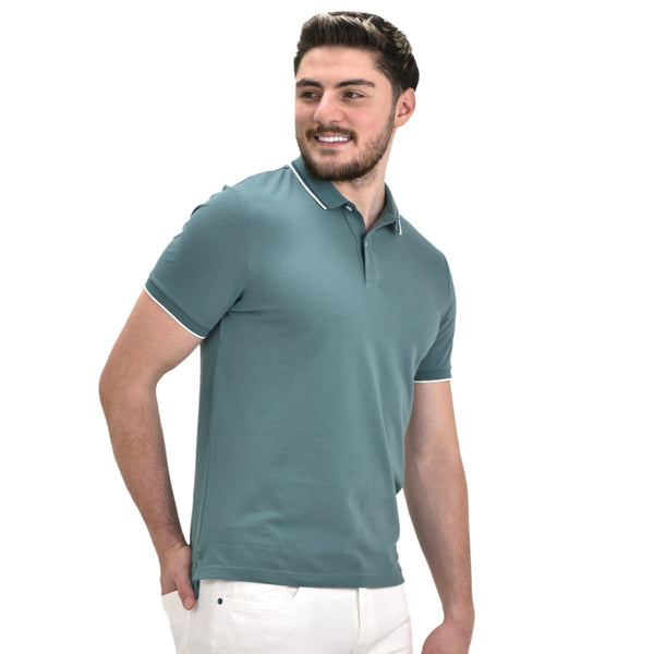 Cotton/Lycra Pique Knitted Collar Short Sleeve Tapered Solid Polo