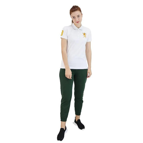 Women's Cotton/Lycra Pique Knitted Collar Short Sleeve Classic Slim Embroidery Bold Polo