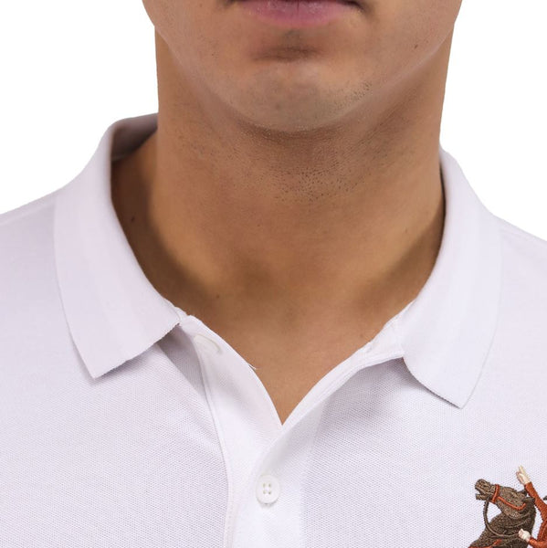 Cotton/Lycra Pique Knitted Collar Short Sleeve Slim Embroidery Bold Polo