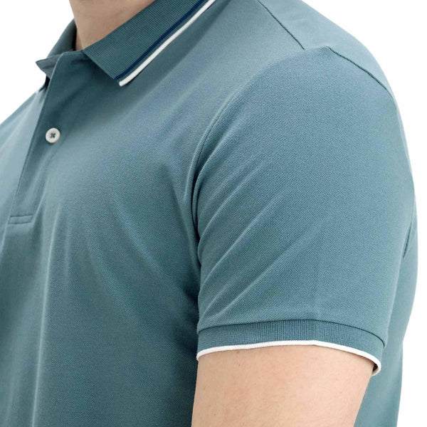 Cotton/Lycra Pique Knitted Collar Short Sleeve Tapered Solid Polo