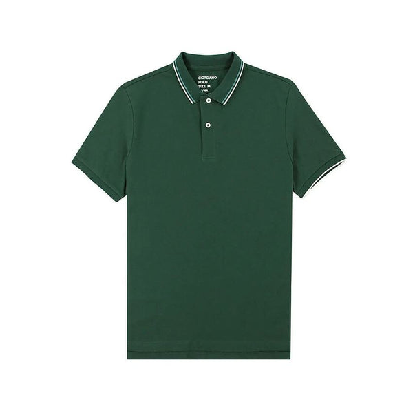 Cotton/Lycra Pique Knitted Collar Short Sleeve Tapered Solid Polo