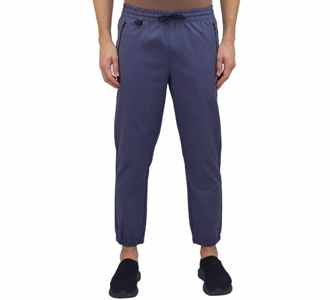 Men's Polyester Plain Weave Mid Rise Regular Tapered Fit Elastic Waist Jogger (G-Motion)