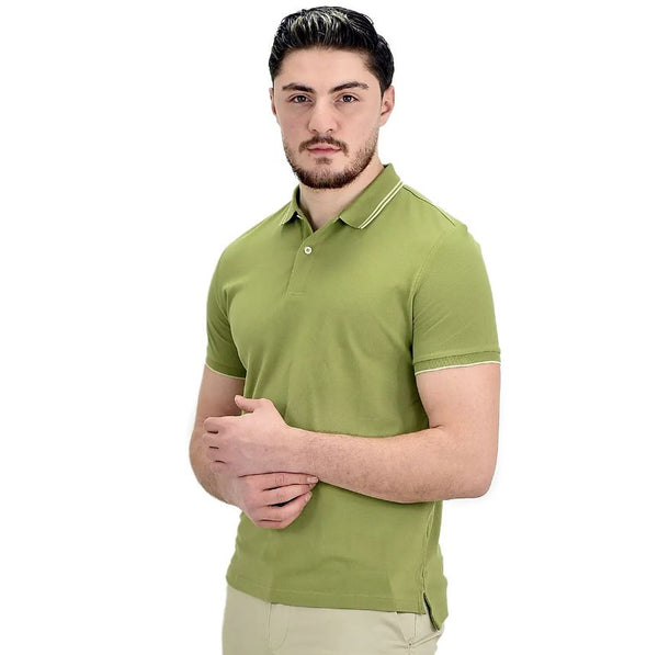 Cotton/Lycra Pique Knitted Collar Short Sleeve Tapered Solid Polo