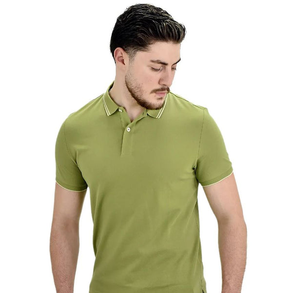 Cotton/Lycra Pique Knitted Collar Short Sleeve Tapered Solid Polo