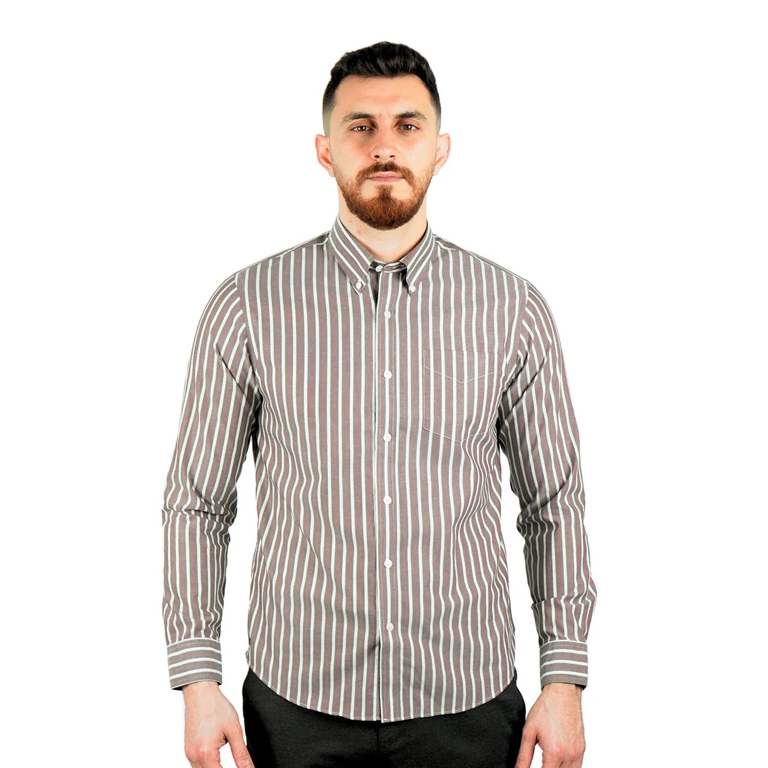 Cotton Wrinkle Free Long Sleeve Regular Button Front Garment Wash Shirt