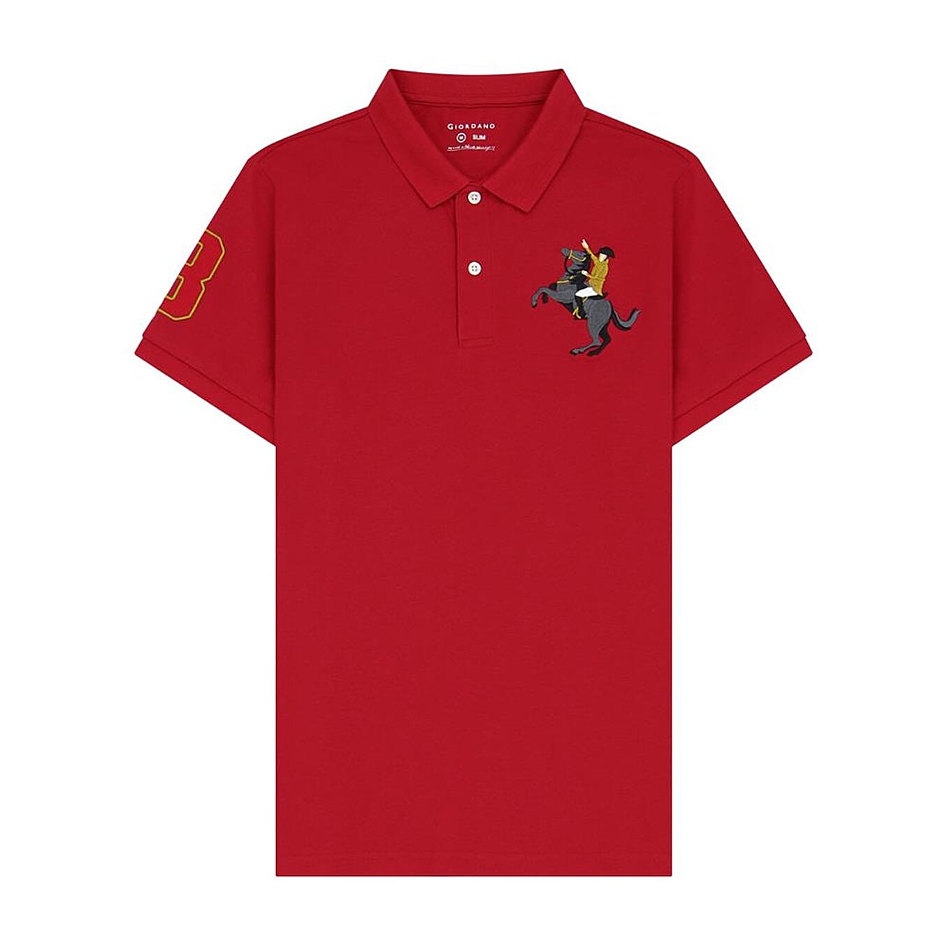 Cotton/Lycra Pique Knitted Collar Short Sleeve Slim Embroidery Bold Polo