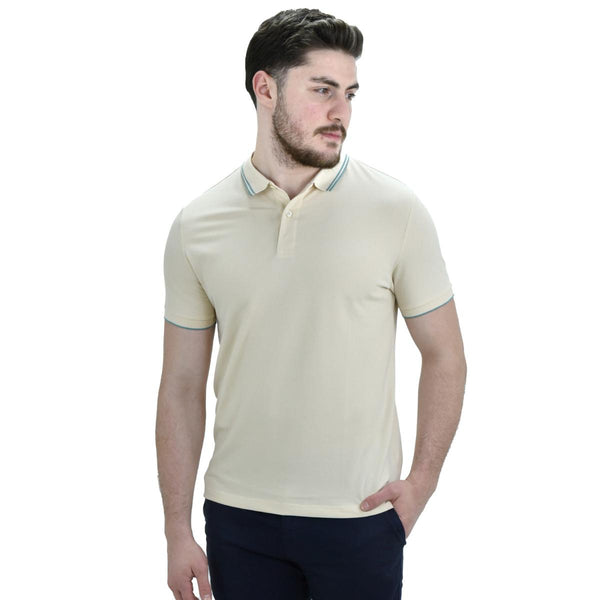 Cotton/Lycra Pique Knitted Collar Short Sleeve Tapered Solid Polo