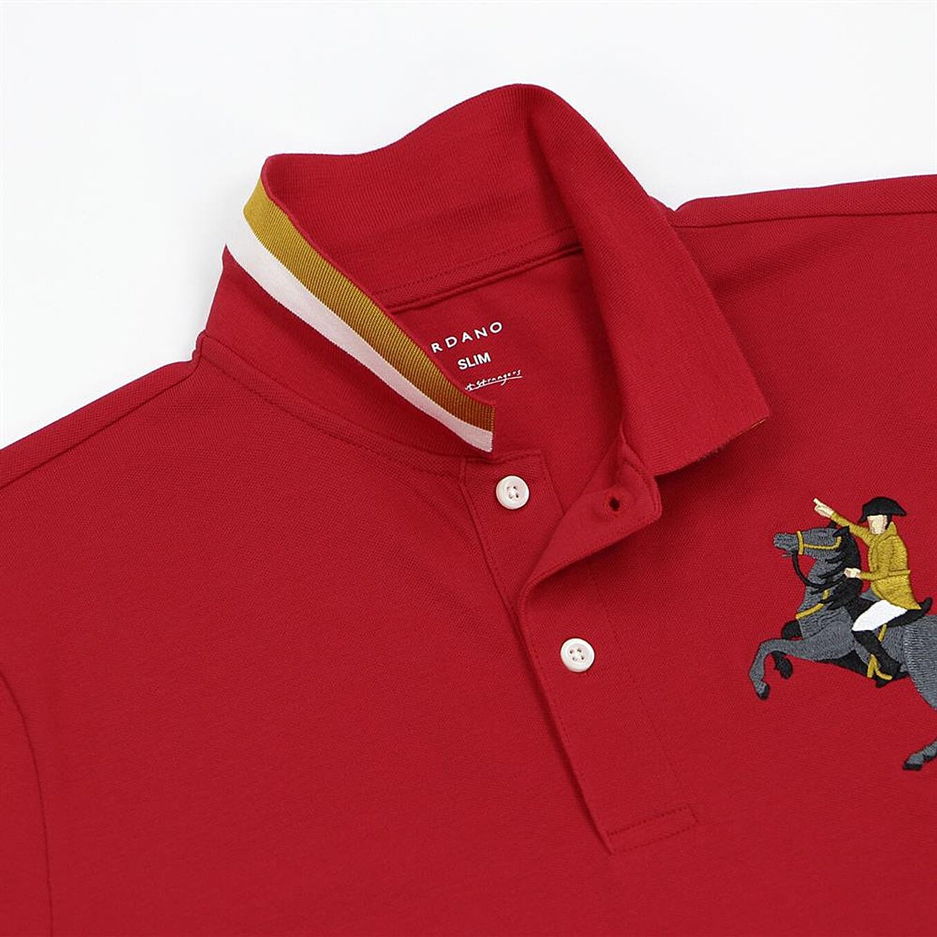 Cotton/Lycra Pique Knitted Collar Short Sleeve Slim Embroidery Bold Polo