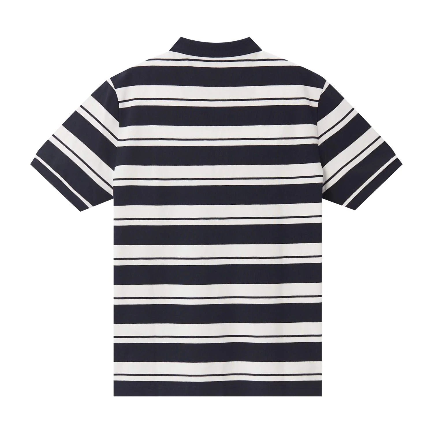 Cotton Pique Flat Knitted Collar Short Sleeve Stripe Polo