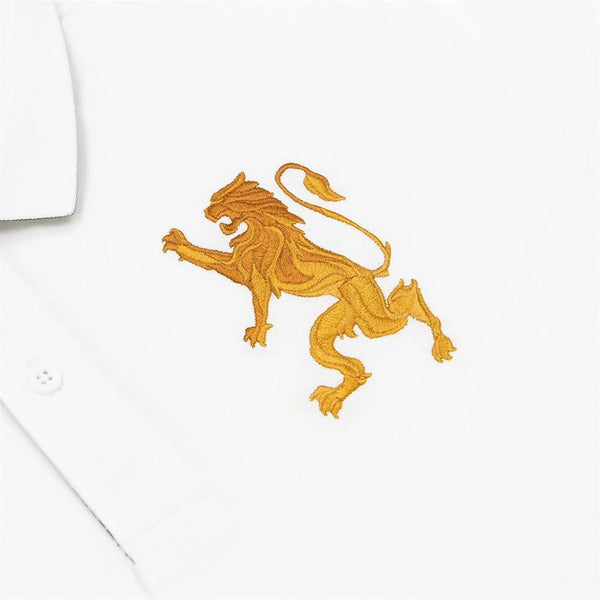 Cotton/Lycra Pique Flat Knitted Collar Short Sleeve Slim Embroidery Lion Polo