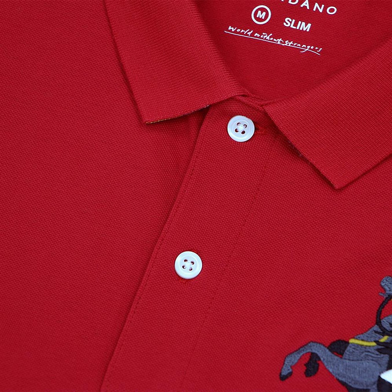 Cotton/Lycra Pique Knitted Collar Short Sleeve Slim Embroidery Bold Polo