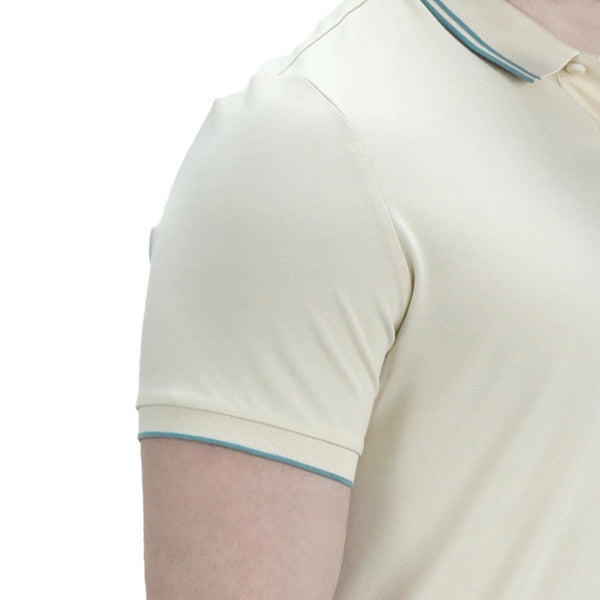 Cotton/Lycra Pique Knitted Collar Short Sleeve Tapered Solid Polo