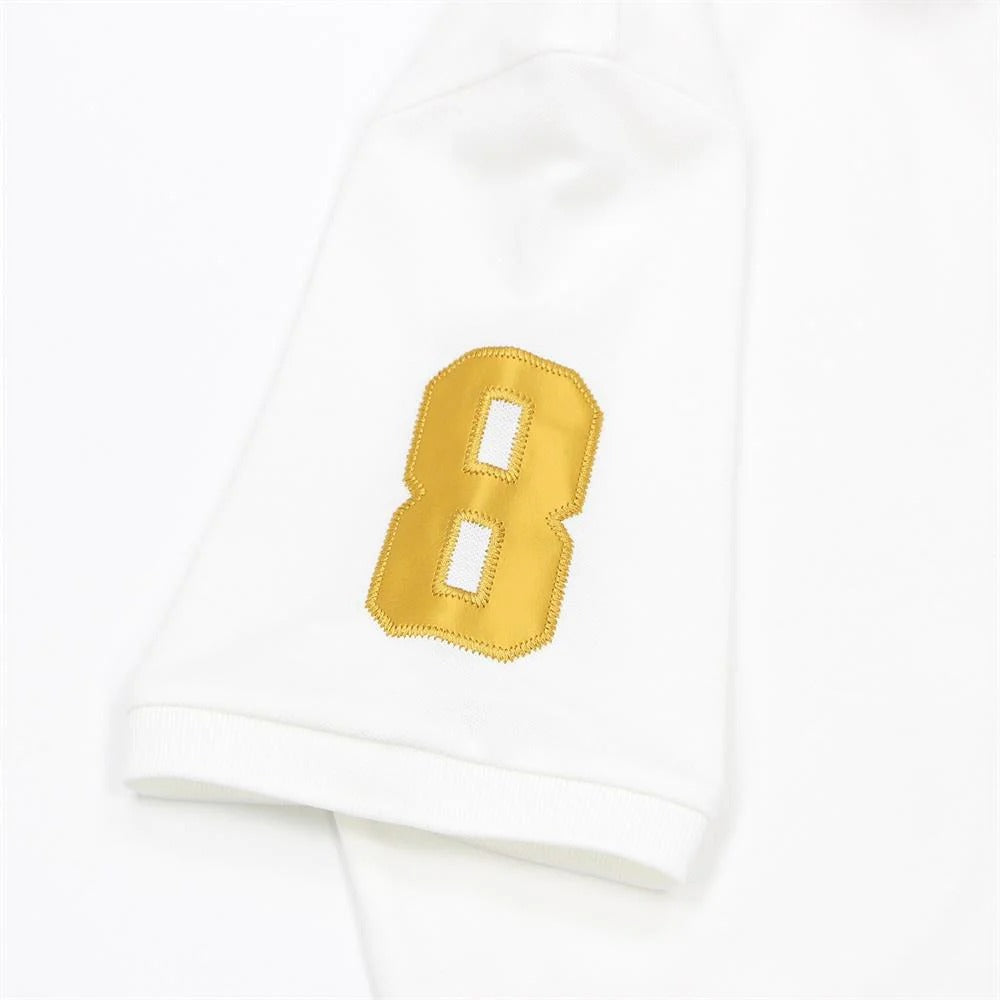 Cotton/Lycra Pique Flat Knitted Collar Short Sleeve Slim Embroidery Lion Polo