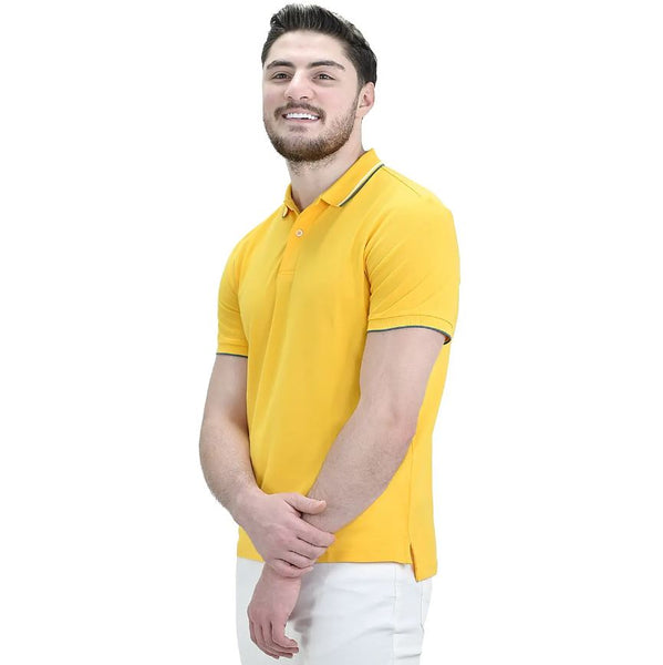 Cotton/Lycra Pique Knitted Collar Short Sleeve Tapered Solid Polo