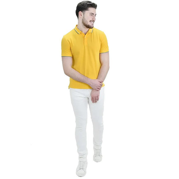 Cotton/Lycra Pique Knitted Collar Short Sleeve Tapered Solid Polo