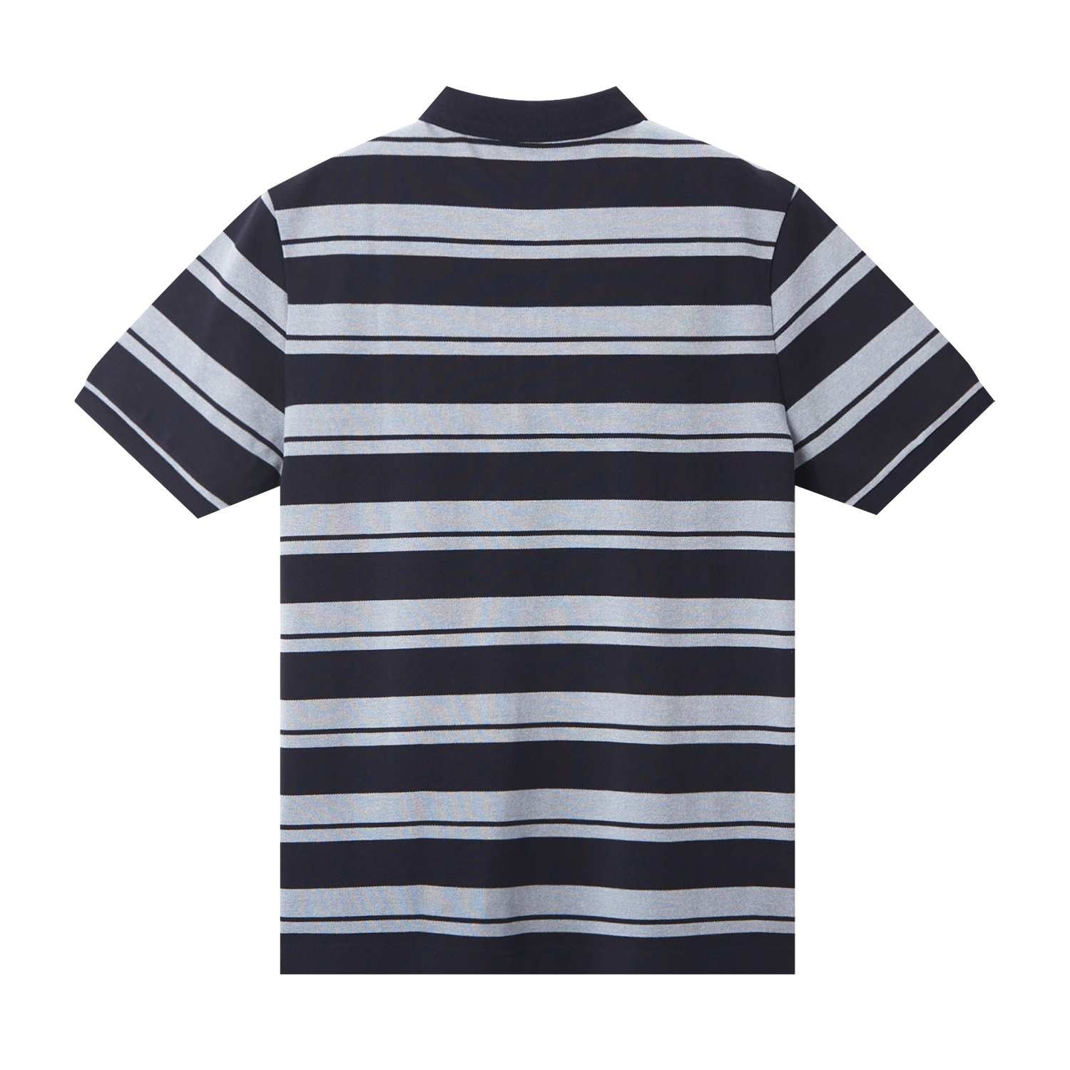 Cotton Pique Flat Knitted Collar Short Sleeve Stripe Polo