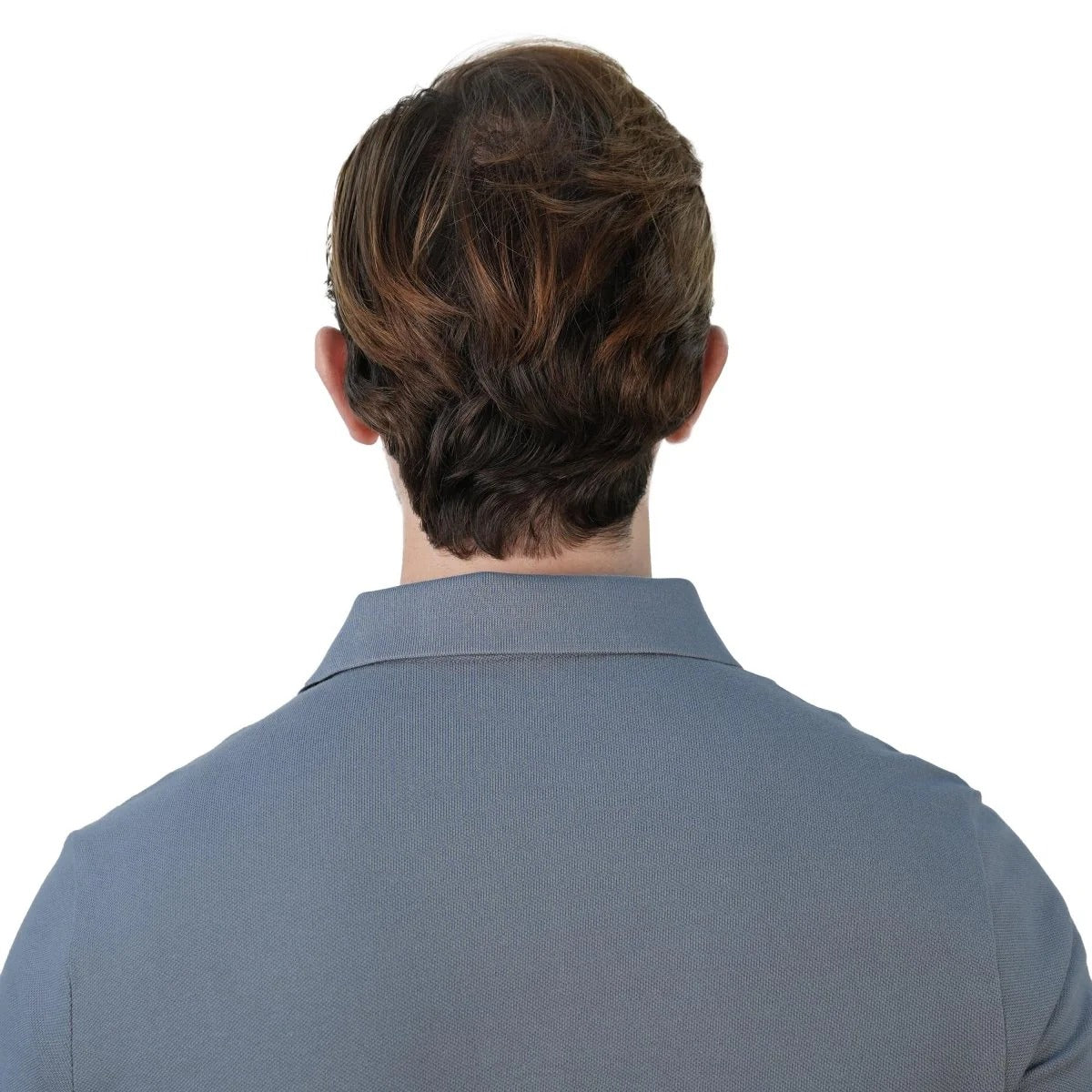 قميص بولو قطني بيكيه بياقة محبوكة مسطحة وأكمام قصيرة وقصة ضيقة مطرزة بلون سادة