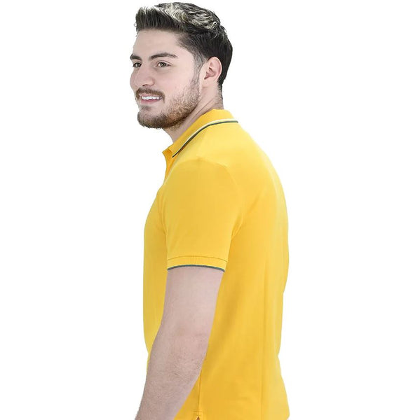 Cotton/Lycra Pique Knitted Collar Short Sleeve Tapered Solid Polo