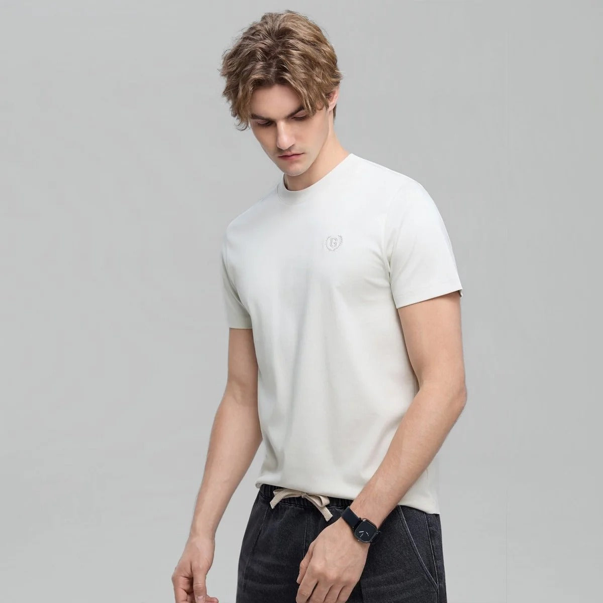 Men's Slim Fit Liquid Touch Cotton Crew Neck Tee (feel the difference)