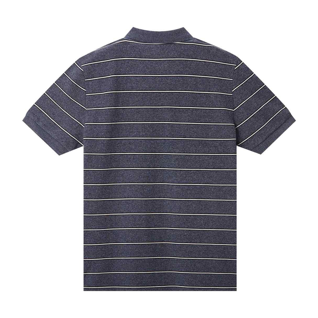 Cotton Pique Flat Knitted Collar Short Sleeve Stripe Polo