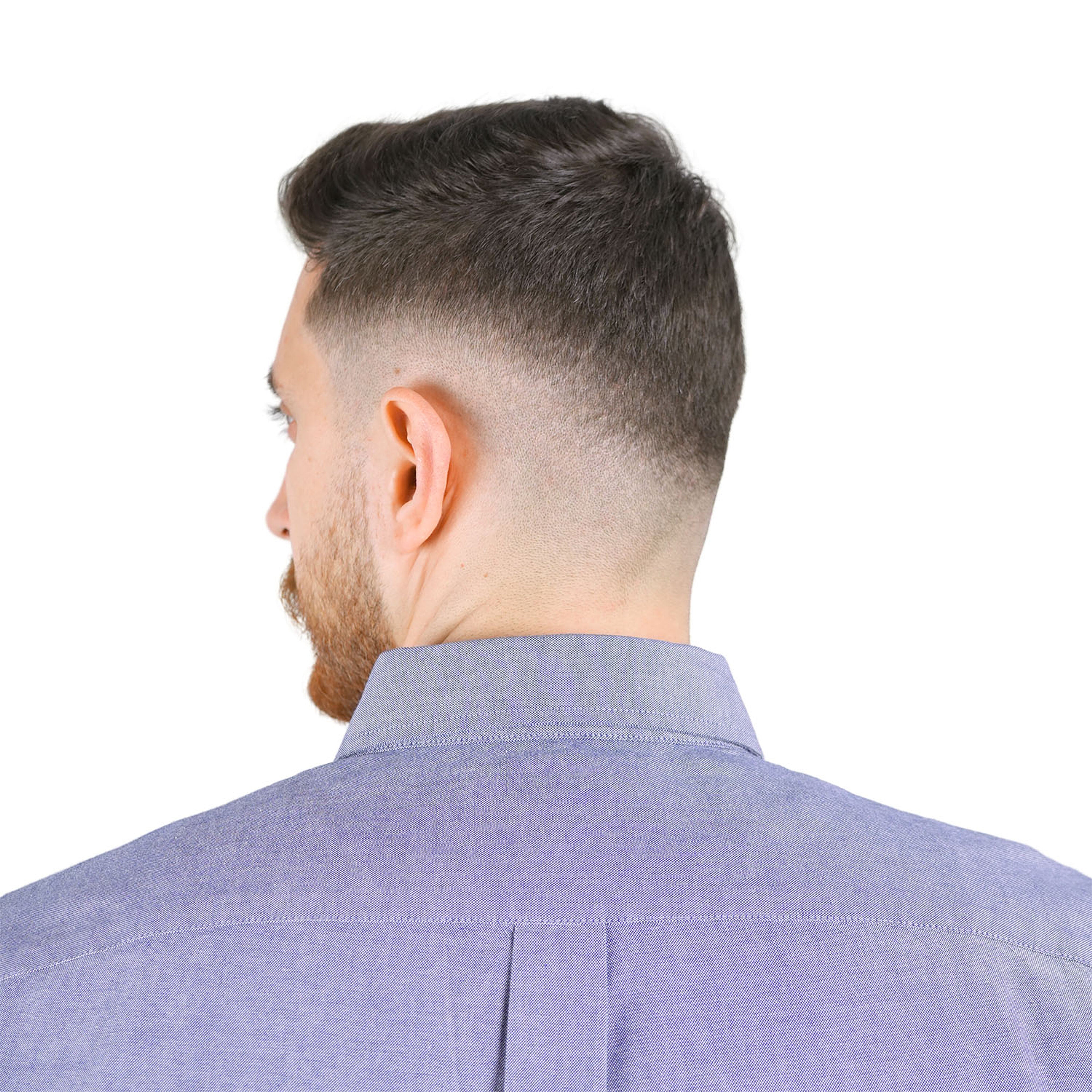 قميص قطني أكسفورد بأكمام طويلة وقصة ضيقة مطرزة، قابل للغسل