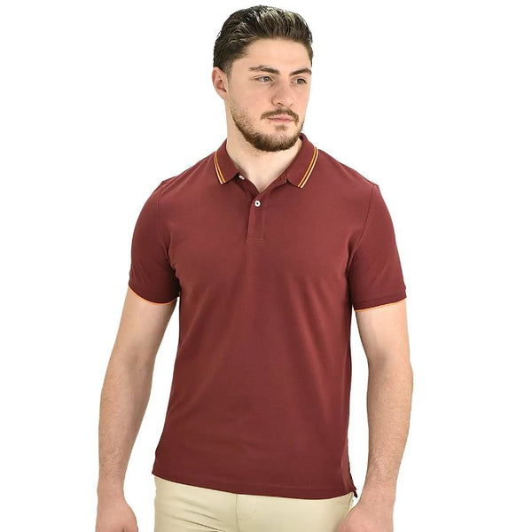 Cotton/Lycra Pique Knitted Collar Short Sleeve Tapered Solid Polo