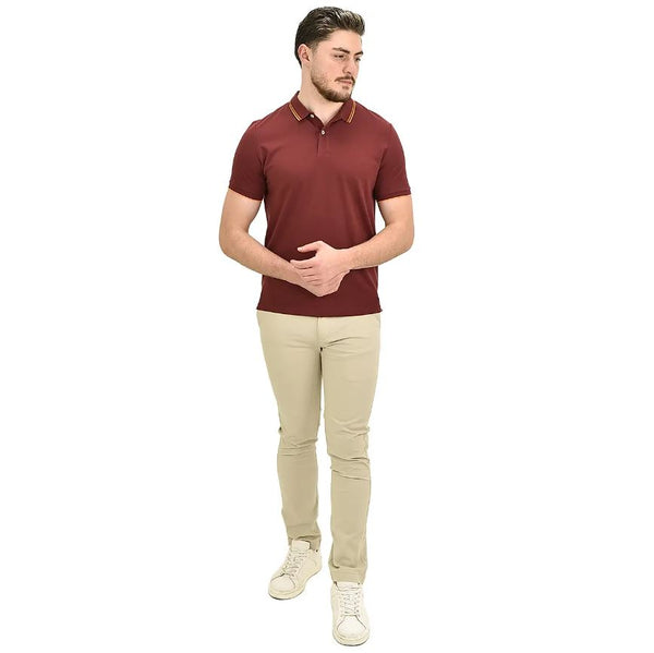 Cotton/Lycra Pique Knitted Collar Short Sleeve Tapered Solid Polo