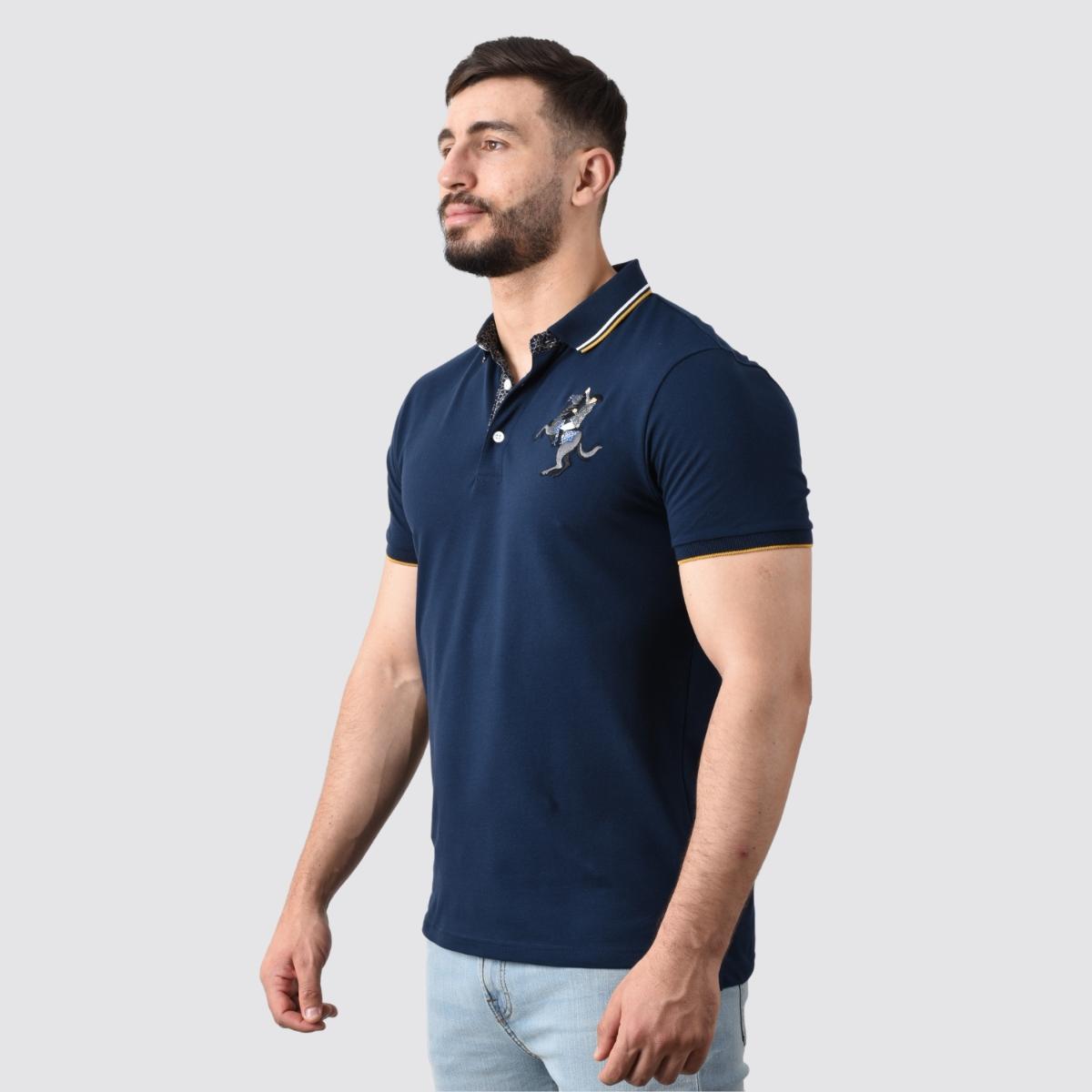 Cotton/Lycra Pique Knitted Collar Short Sleeve Slim Embroidery Bold Polo