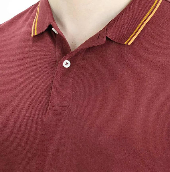 Cotton/Lycra Pique Knitted Collar Short Sleeve Tapered Solid Polo