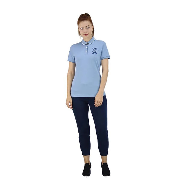 Women's Cotton/Lycra Pique Knitted Collar Short Sleeve Classic Slim Embroidery Bold Polo