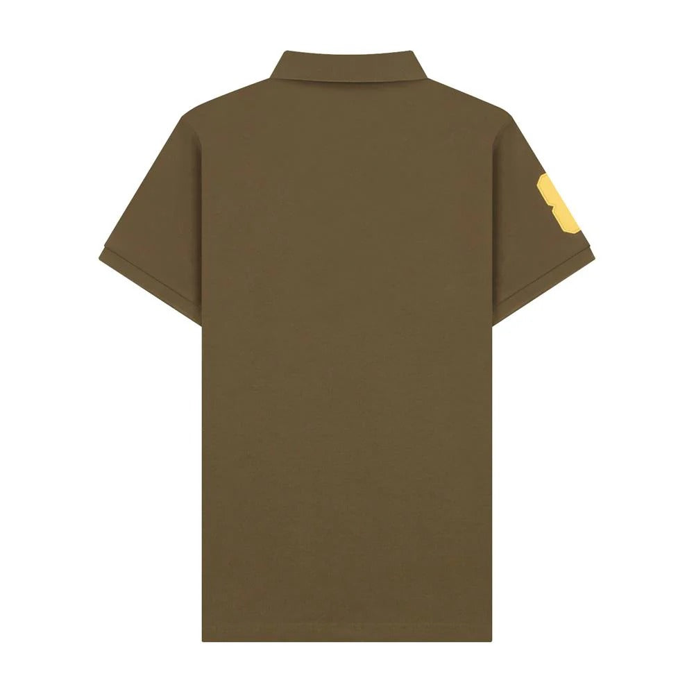 Cotton/Lycra Pique Flat Knitted Collar Short Sleeve Slim Embroidery Lion Polo