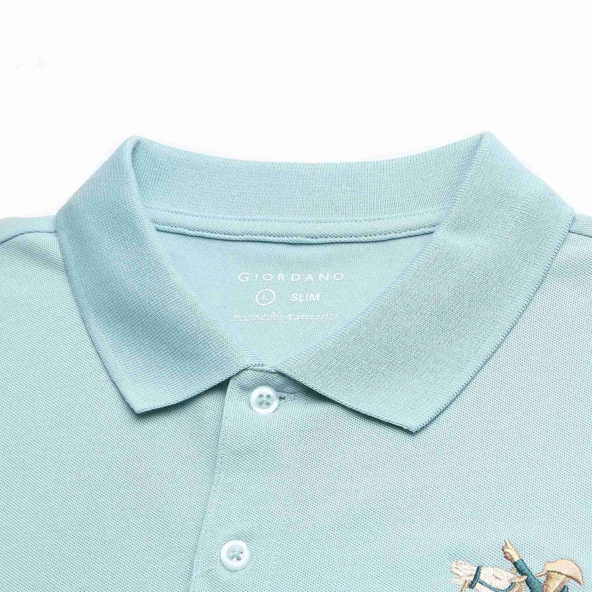 Men's Slim Fit Napoleon Embroidery Lycra Pique Polo