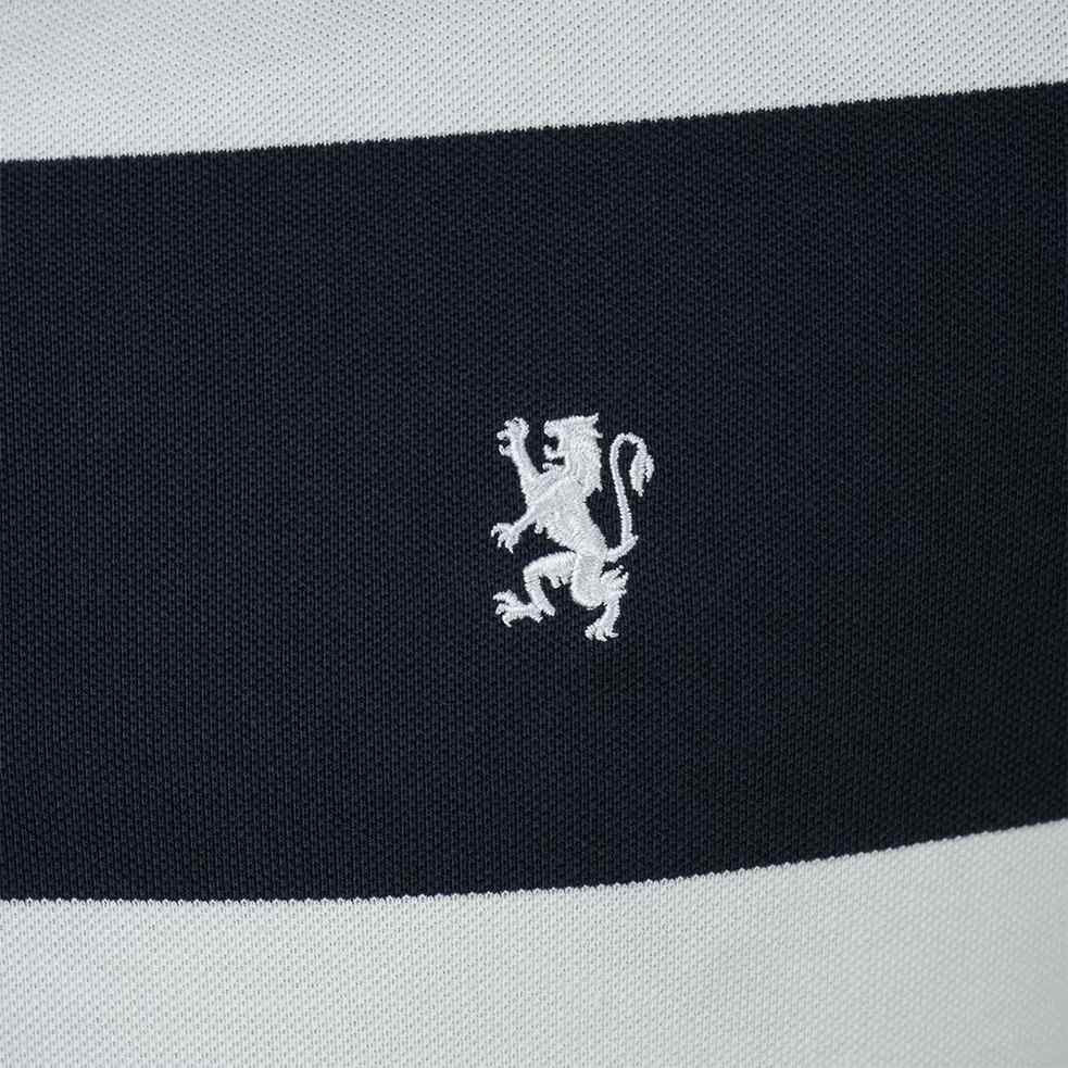 Cotton Pique Flat Knitted Collar Short Sleeve Stripe Polo