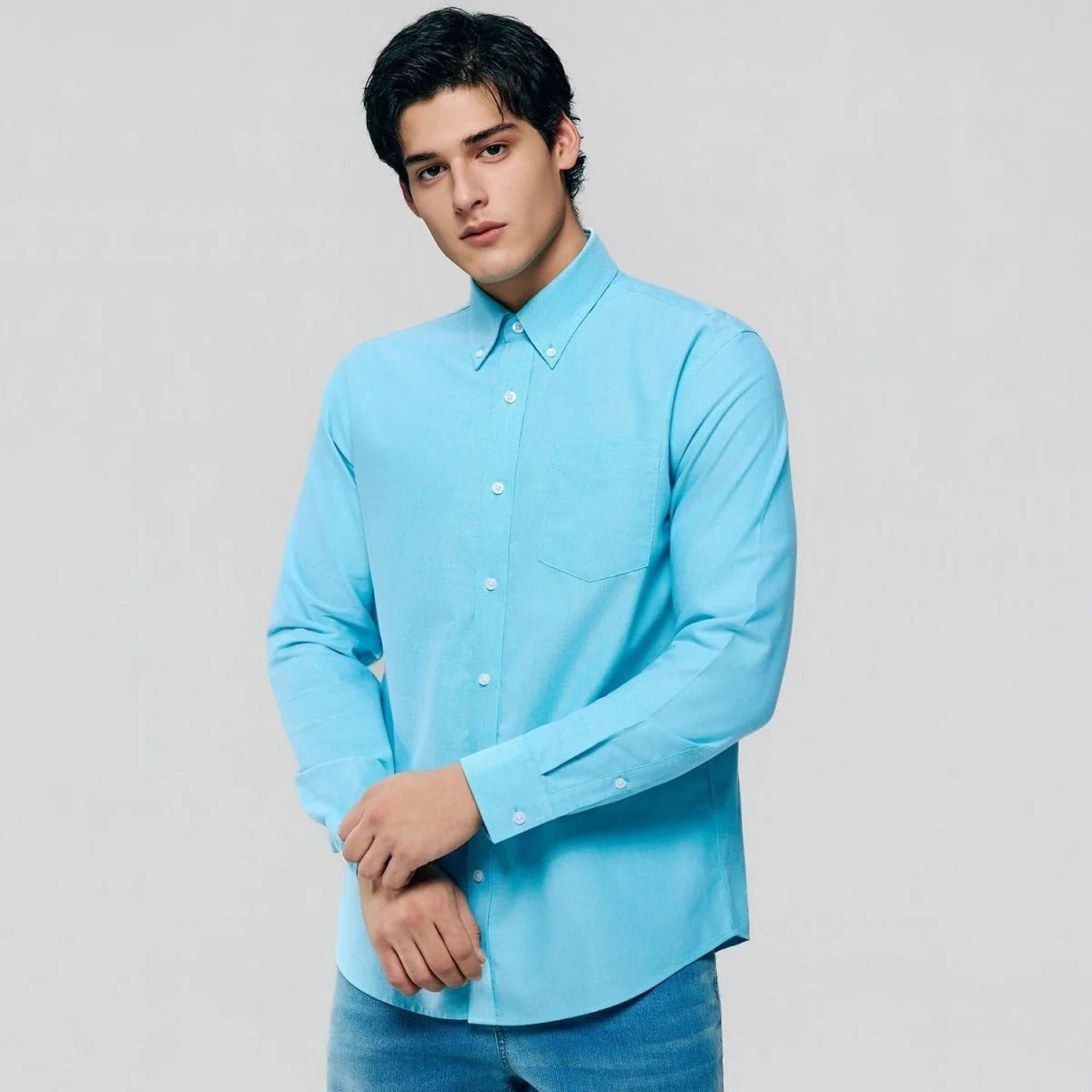 Men's Cotton Long-Sleeve Wrinkle-Free Shirt (Premium)