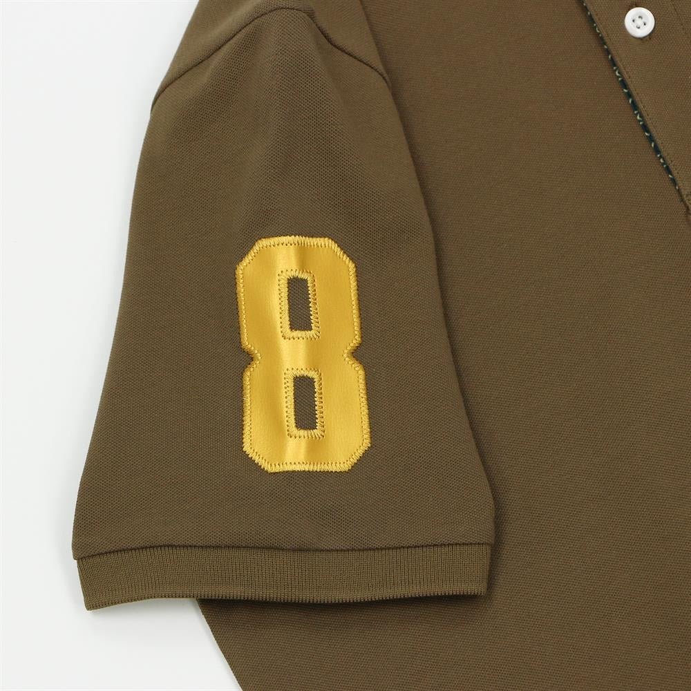 Cotton/Lycra Pique Flat Knitted Collar Short Sleeve Slim Embroidery Lion Polo